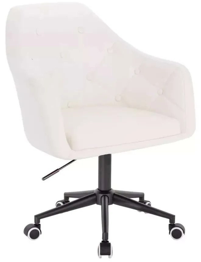 LuxuryForm DESIGN Kreslo ANDORA na čiernej podstave s kolieskami - biele