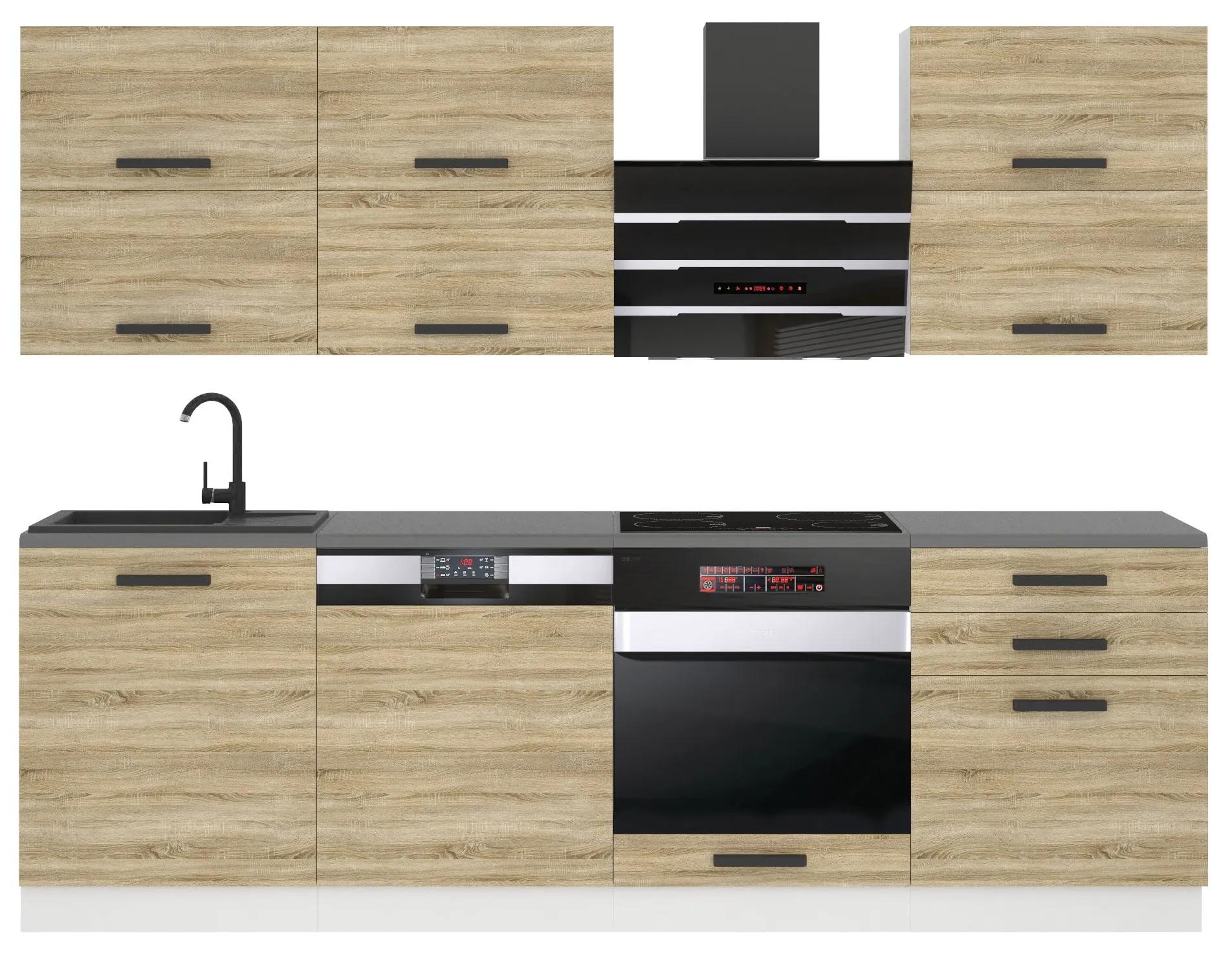 Kuchynská linka Belini Premium Full Version 240 cm dub sonoma s pracovnou doskou MADISON