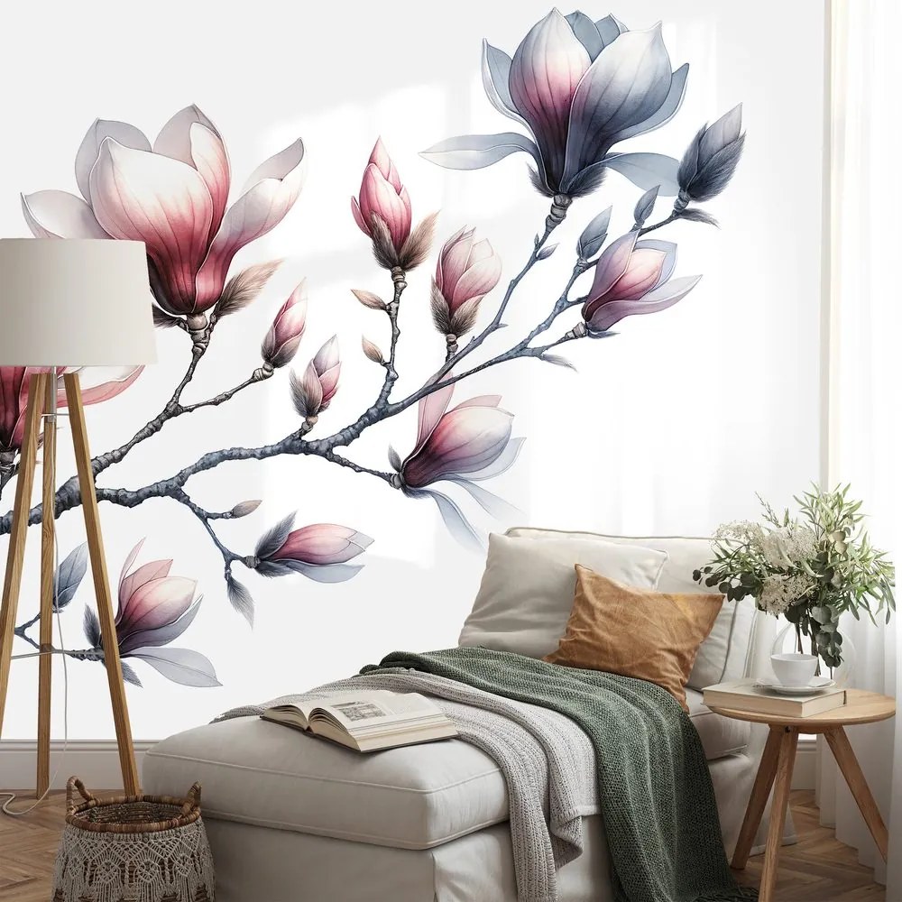 Fototapeta jemné magnólie na bielom pozadí