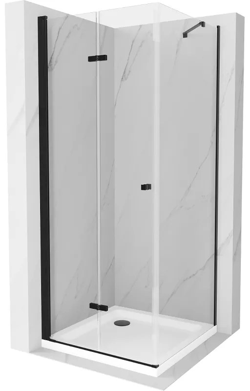 Mexen Lima, sprchový kút 100 (dvere) x 100 (stena) cm, 6mm číre sklo, čierny profil + SLIM sprchová vanička 5cm, 856-100-100-70-00-4010B