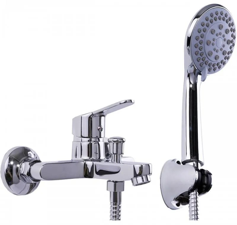 Erga Astat, nástenná vaňová batéria s ručnou sprchovou súpravou, chrómová, ERG-YKA-BW.ASTAT-W-CHR