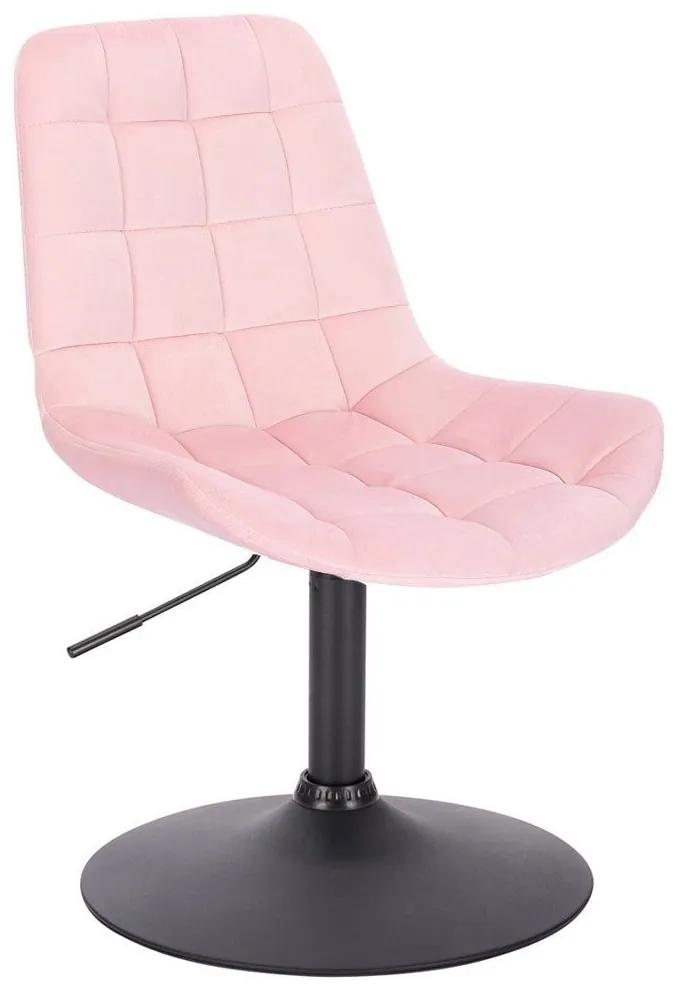 LuxuryForm DESIGN Stolička PARIS VELUR na čiernom tanieri - svetlo ružová