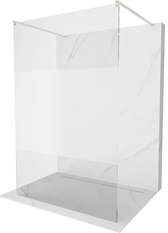 Mexen Kioto, sprchová zástena Walk-In 130 x 200 cm, 8mm číre sklo-námraza, brúsená oceľ profil, 800-130-002-97-35
