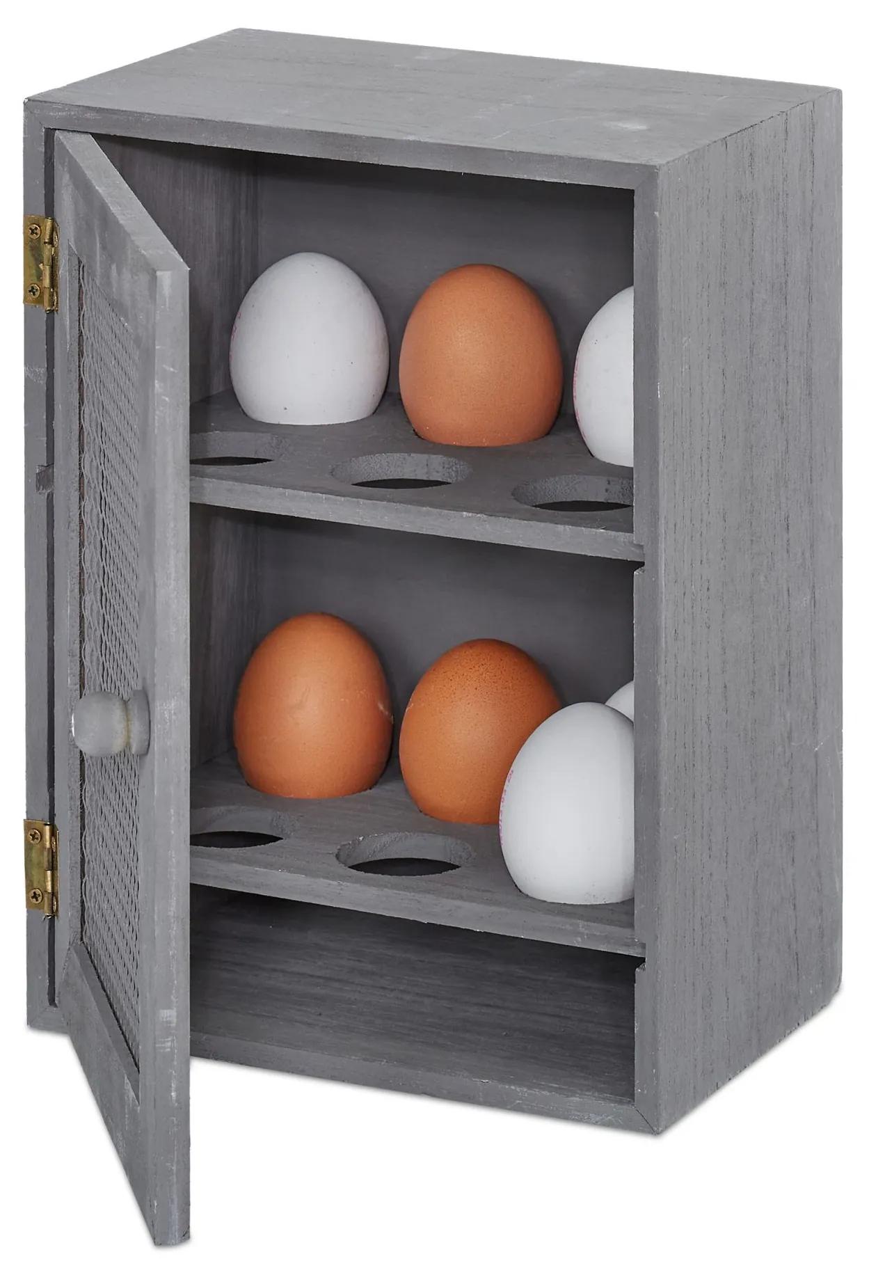 Drevená skrinka na vajíčka RD7986, šedá