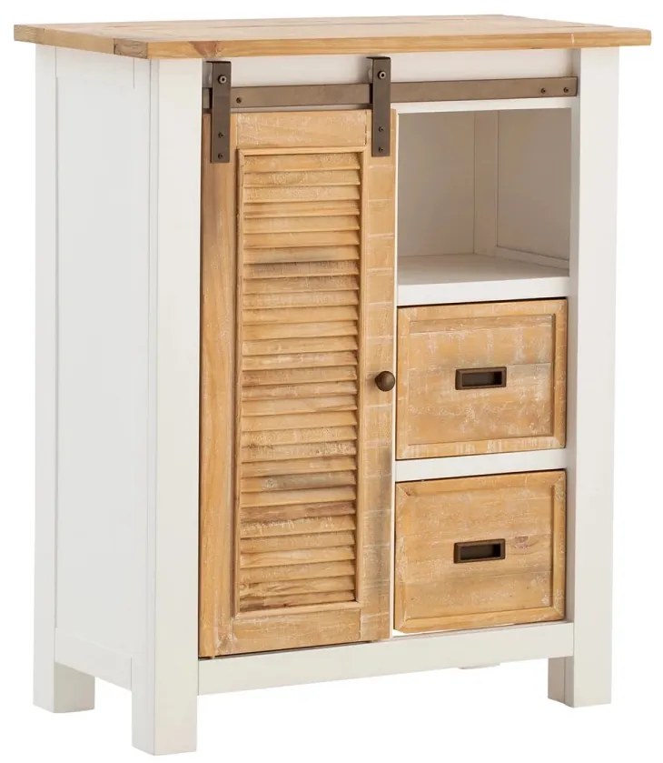 furniture-nabytek.cz - Masívna komoda Capera z borovicového dreva a MDF, lakovaná, biela s hnedými detailmi