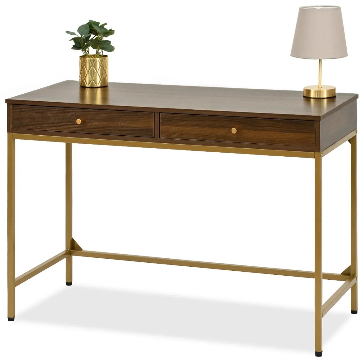 PC stolík Kaplan (orech + zlatá). Akcia -30%. Vlastná spoľahlivá doprava až k Vám domov. 1109771