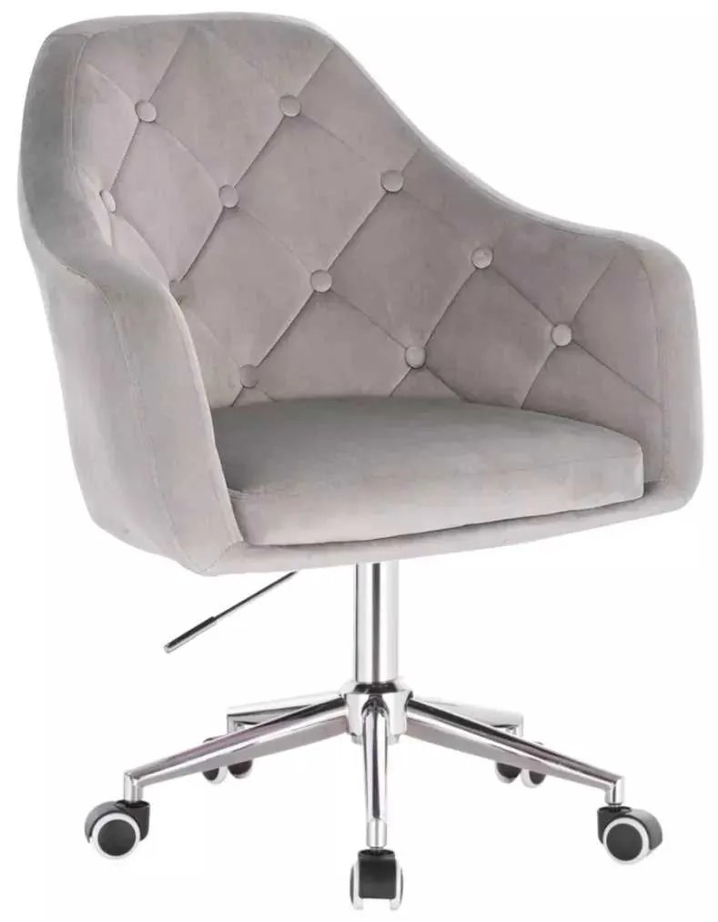 LuxuryForm DESIGN Kreslo ANDORA VELUR na striebornej podstave s kolieskami - svetlo šedé