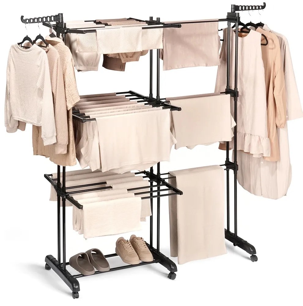 Sušiak na bielizeň, stojan na sušenie bielizne, čierny VILDE XXL 78-130x64x172 cm