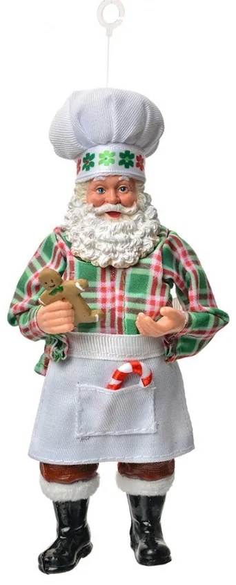 Christmas Ornament Santa Claus 17 Cm White Textile On Plastic - 10*6*17 cm