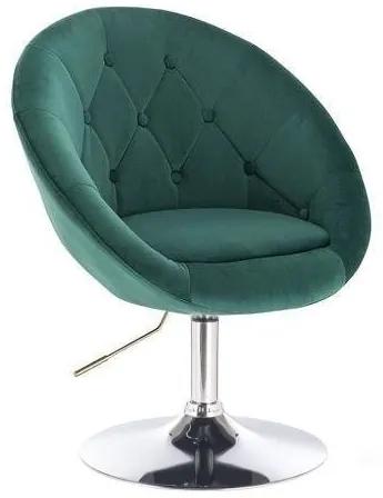 LuxuryForm DESIGN Kreslo VERA VELUR na striebornom tanieri - zelené