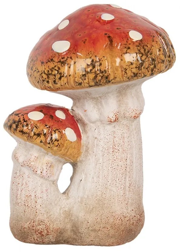 Bielo-červená keramická dekorácia huba Muchotrávka - 8*8*12 cm