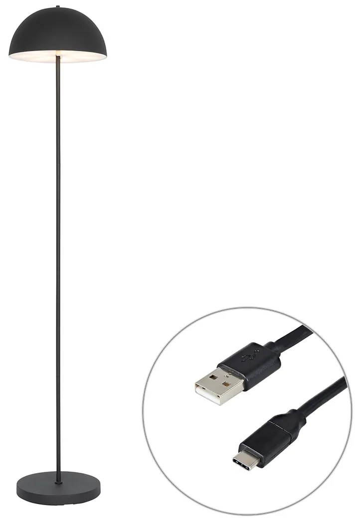 Vonkajšia stojaca lampa čierna nabíjateľná 3-stupňovo stmievateľná - Keira