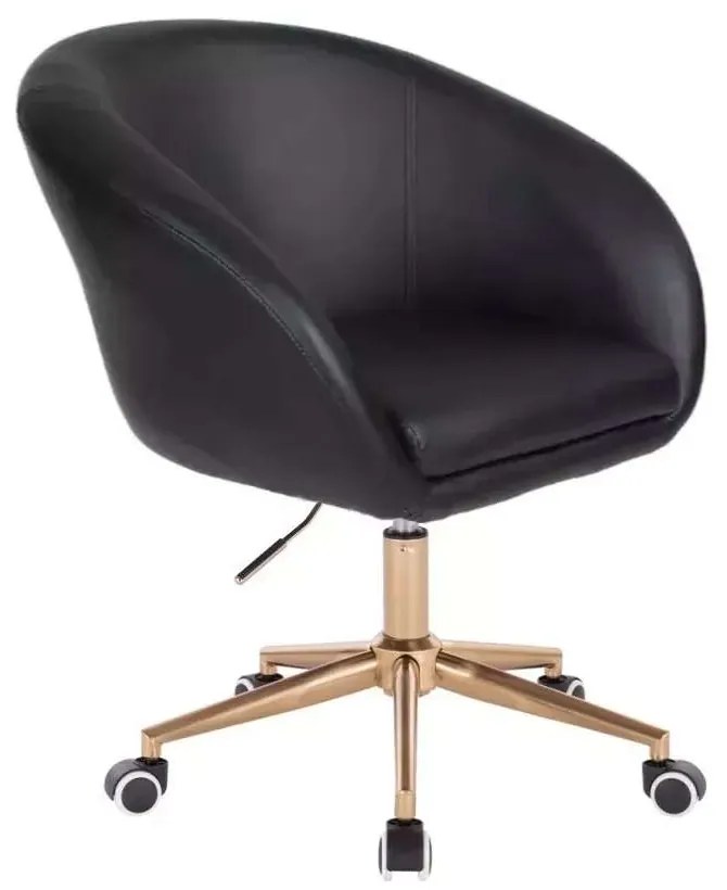 LuxuryForm DESIGN Stolička VENICE na zlatej podstave s kolieskami - čierna