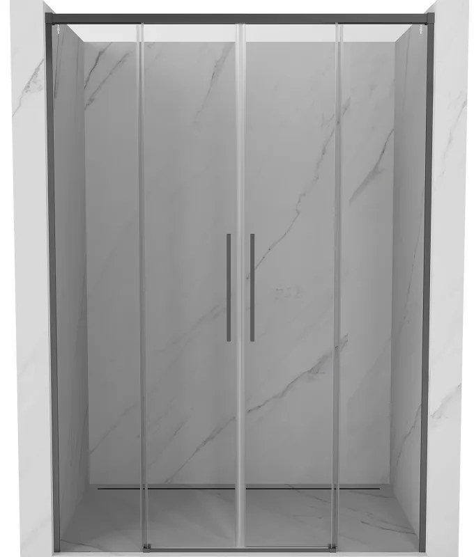 Mexen Rox, posuvné sprchové dvere 150 cm, 8mm číre sklo, grafitový profil, 8C2-150-002-95-00