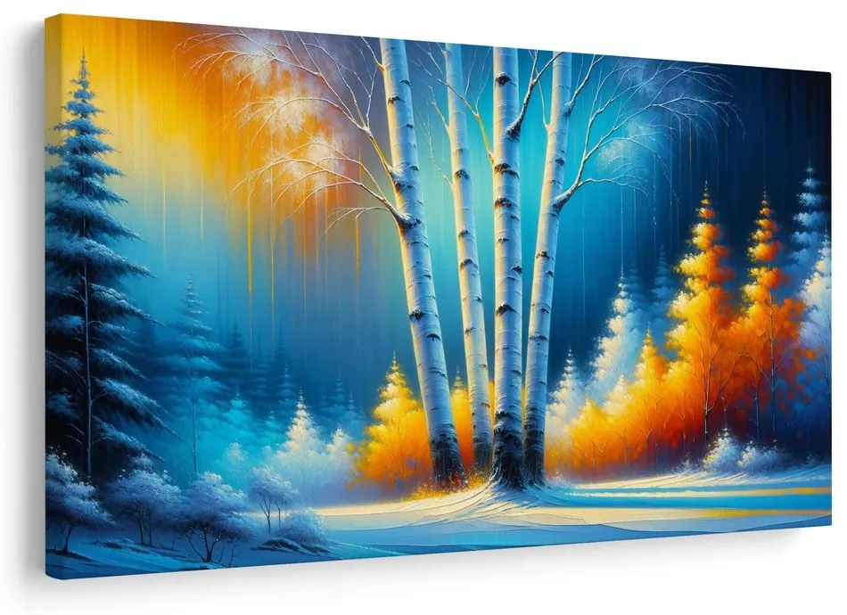 Obraz zimná krajina s farebnými stromami