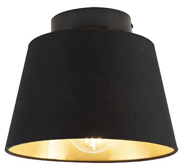 Stropné svietidlo s bavlneným tienidlom čierne so zlatom 20 cm - Combi Black