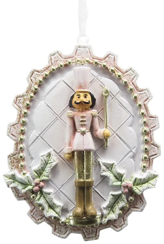 Biela vianočná závesná ozdoba Luskáčik - 6*1*8 cm