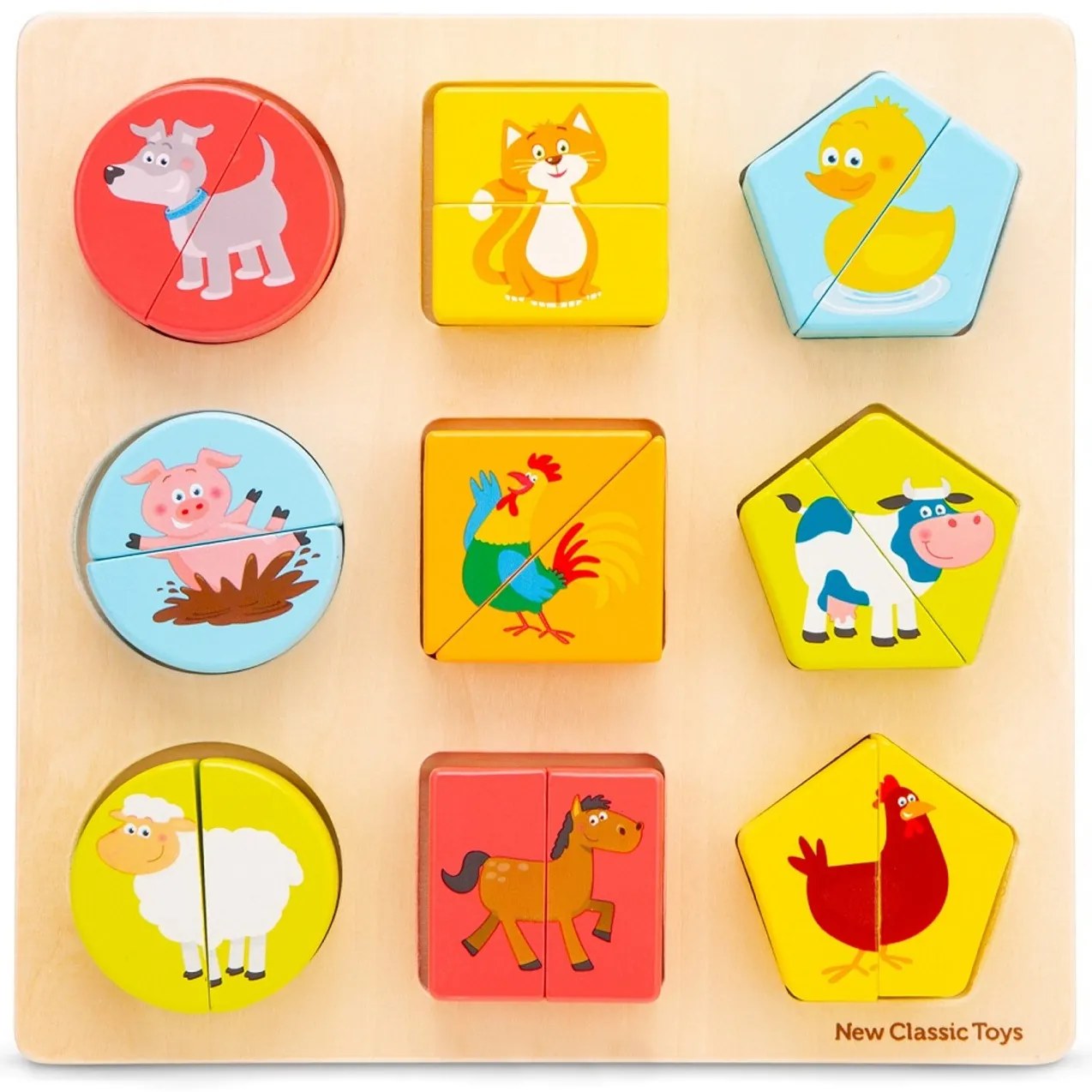 Drevené vkladacie puzzle - tvary a zvieratá