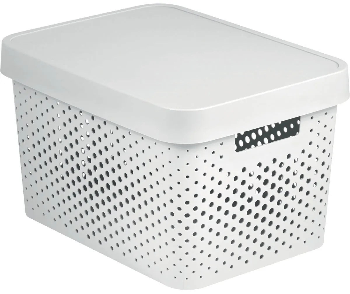Curver Úložný box INFINITY 17l s vekom biely dierovaný