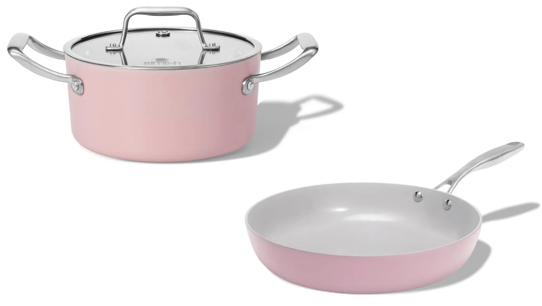 Elmich Sada keramického riadu Vital 2 ks, 1 hrniec a 1 panvica, ružová