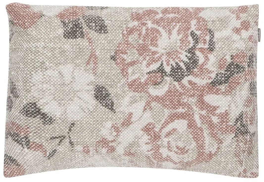 Šedo-červený vankúš s kvetmi Vintage - 35*50 cm