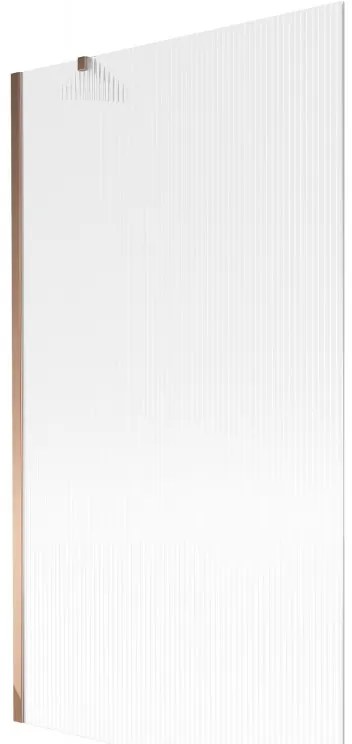 Mexen Next, vaňová zástena 1-krídlová 100 x 150 cm, fixné krídlo, 6 mm sklo s pruhmi, ružové zlato profil, 895-100-000-00-09-60