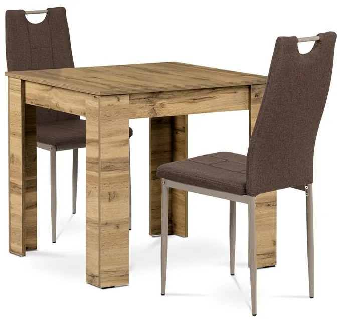 BONTEC Jedálenský set s 2 stoličkami, 80x80x75cm, mdf, dub sonoma, B080WOTDCL393BR Farba: Prírodné
