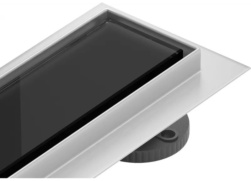 Mexen Flat lineárny nerezový žľab 100 cm, 360 ° sifón, čierne sklo - 1026100-40