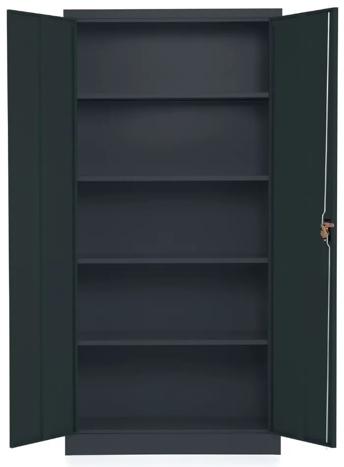 Univerzálna kovová skriňa, 90 x 40 x 185 cm, cylindrický zámok, antracitová - ral 7016