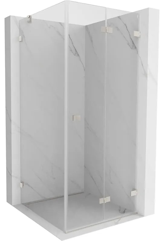 Mexen Lunar-F, sklápací sprchový kút pravý 80 x 80 cm, 8mm číre sklo, oceľový profil, 836-080-080-97-00-P