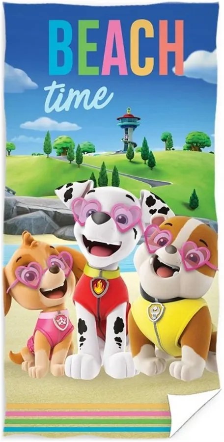 Plážová osuška Paw Patrol - Tlapková patrola - motív Beach Time - 100% bavlna - 70 x 140 cm