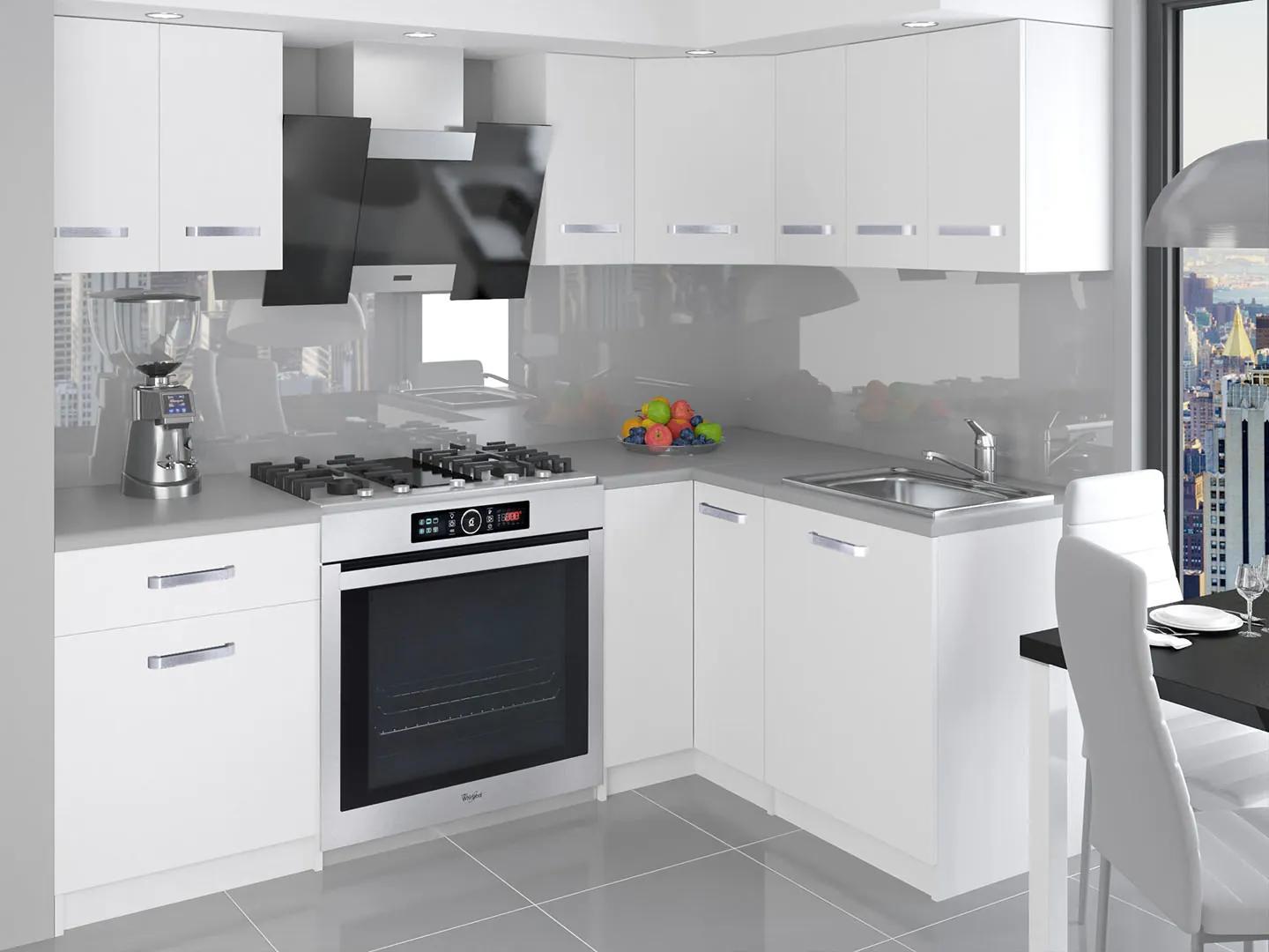 Kuchynská linka Belini 300 cm biely mat s pracovnou doskou Armin3 TOR ARMIN3/1/WT/WT/0/U