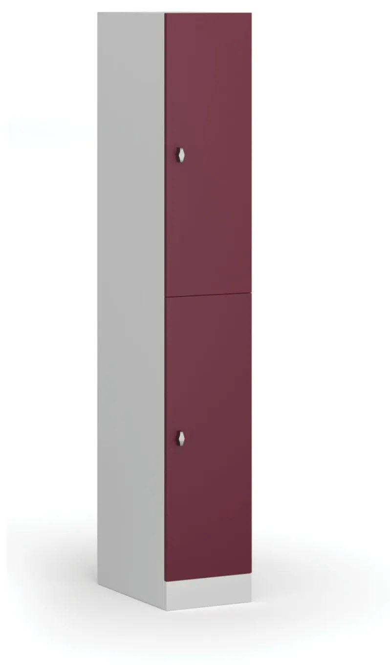 Šatníková skrinka s úložnými boxmi, 2 boxy, 1850 x 300 x 500 mm, otočný zámok, červené dvere