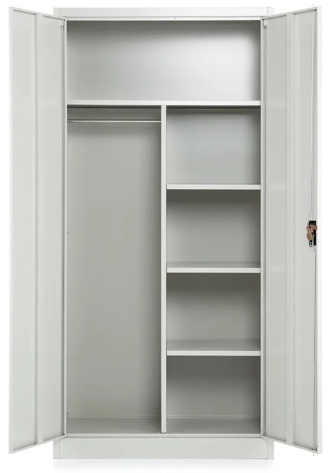 Kovová šatňová skriňa, 90 x 45 x 185 cm, cylindrický zámok, svetlo sivá