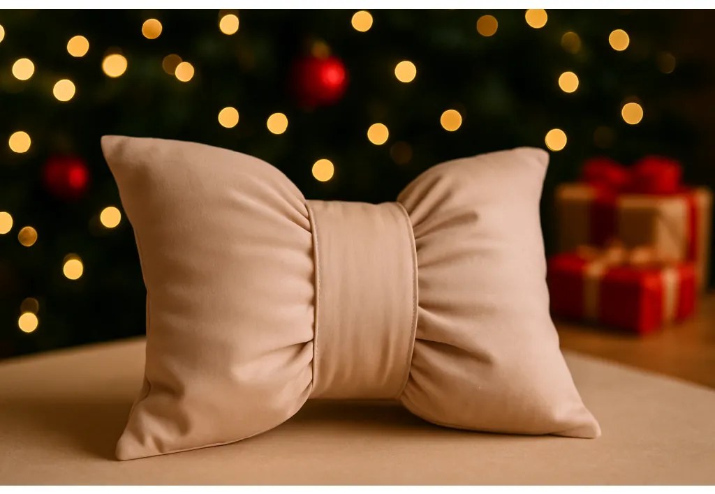 INTERMEDIC SK Dekoračný vankúš Mašľa béžová Veľkosť: 40x30 cm