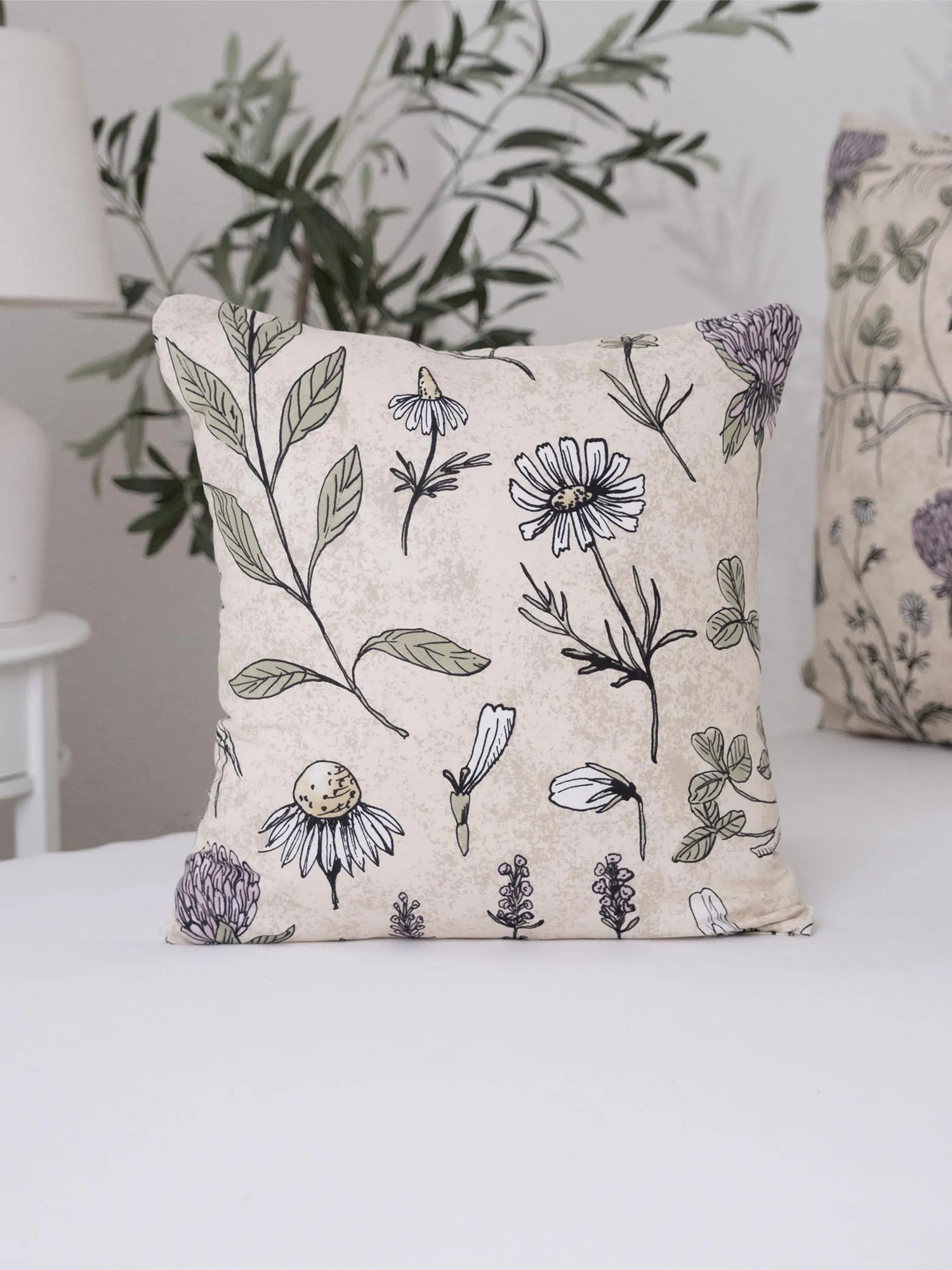 Bavlnená obliečka na vankúš Renforcé 40 × 40 cm - Herbár béžový