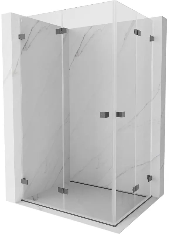 Mexen Lunar-F Duo, sklápací sprchový kút 100 x 80 cm, 8mm číre sklo, profil grafit brúsený, 836-100L-080P-66-00