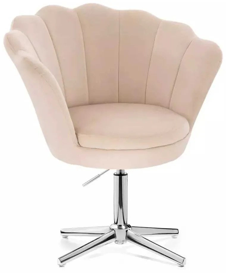 LuxuryForm DESIGN Kreslo FREY VELUR na striebornom kríži - krémové