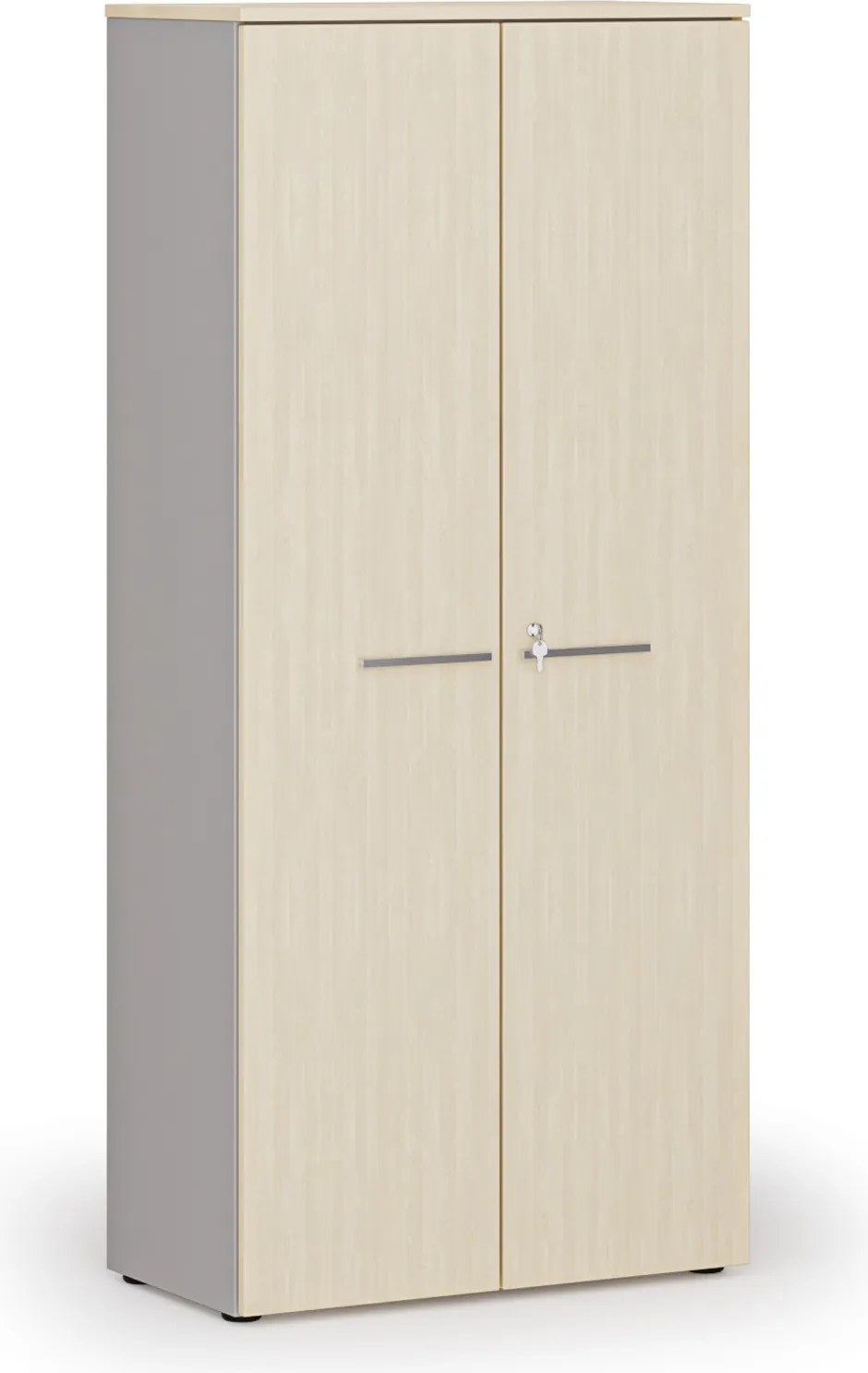 Kancelárska skriňa s dverami PRIMO GRAY, 800 x 420 x 1781 mm, sivá/breza