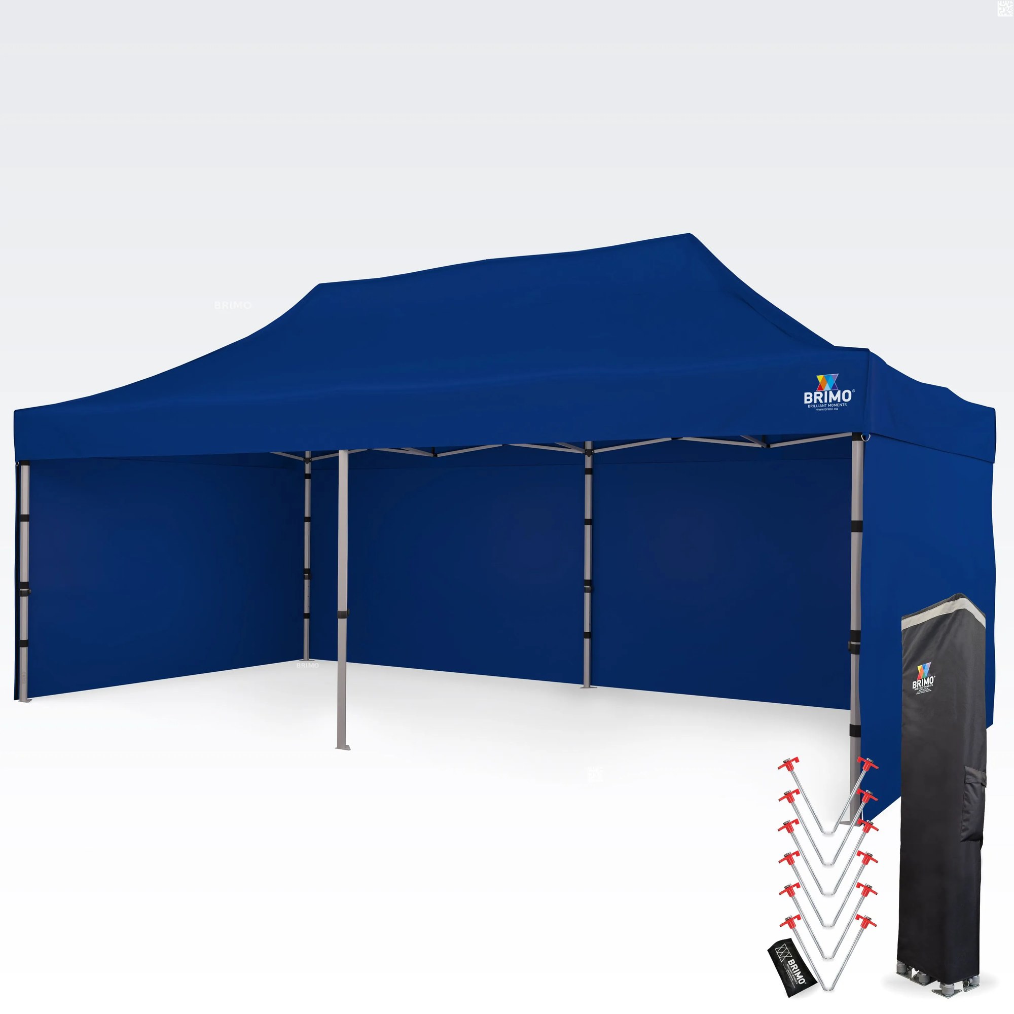 BRIMO Svadobný stan 4x8m - s 3 stenami - Modrá 18