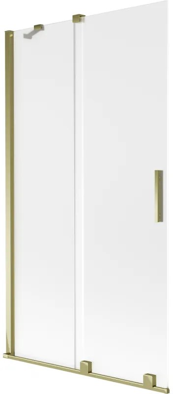 Mexen Velar, 2-krídlová posuvná vaňová zástena 100 x 150 cm, 8mm sklo námraza, zlatá lesklá, 896-100-000-31-50