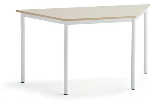 Stôl SONITUS TRAPETS, 1400x700x720 mm, HPL - breza, biela
