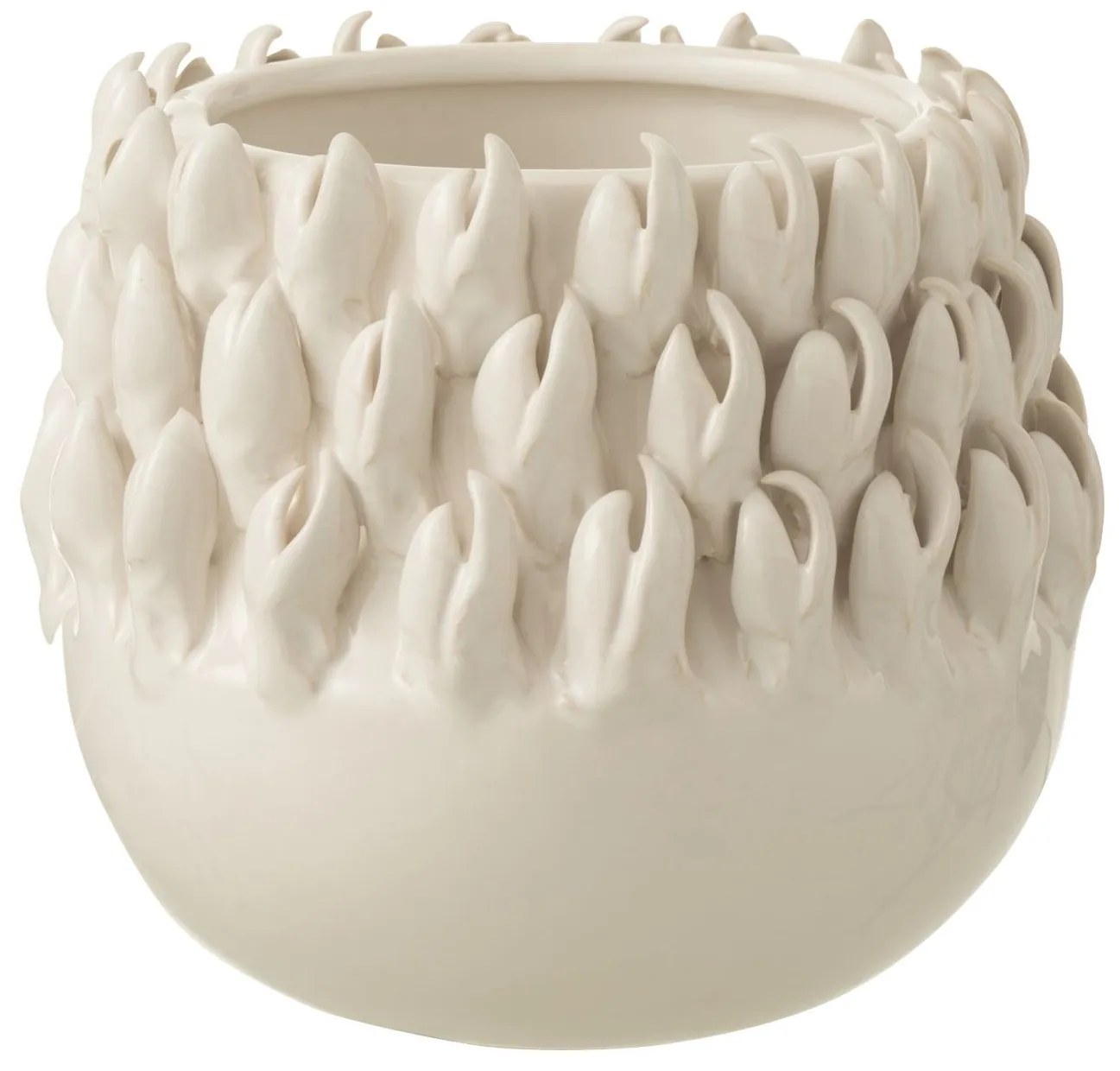 Krémový keramický obal na kvetináč Ibiza white - Ø 15*14cm