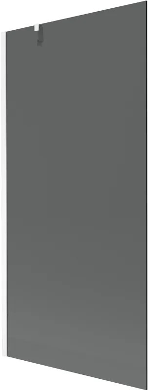 Mexen Next, vaňová zástena 1-krídlová 90 x 150 cm, fixné krídlo, 6 mm šedé sklo, biely profil, 895-090-000-00-40-20