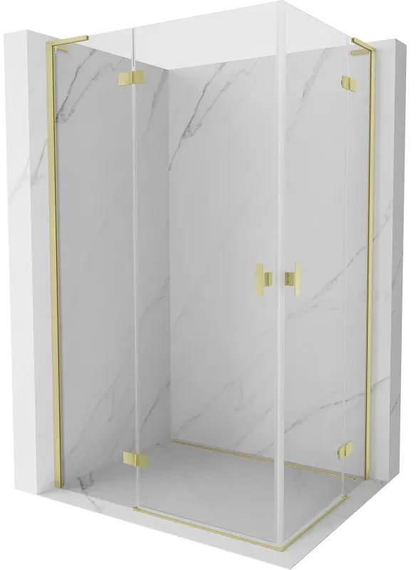 Mexen Mist-H L Duo, 2-krídlový sprchový kút 110 x 70 cm, číre sklo, zlatý matný profil, 8A5L-110L-070P-55-00