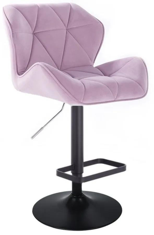 LuxuryForm DESIGN Barová stolička MILANO VELUR na čiernom tanieri - levanduľa
