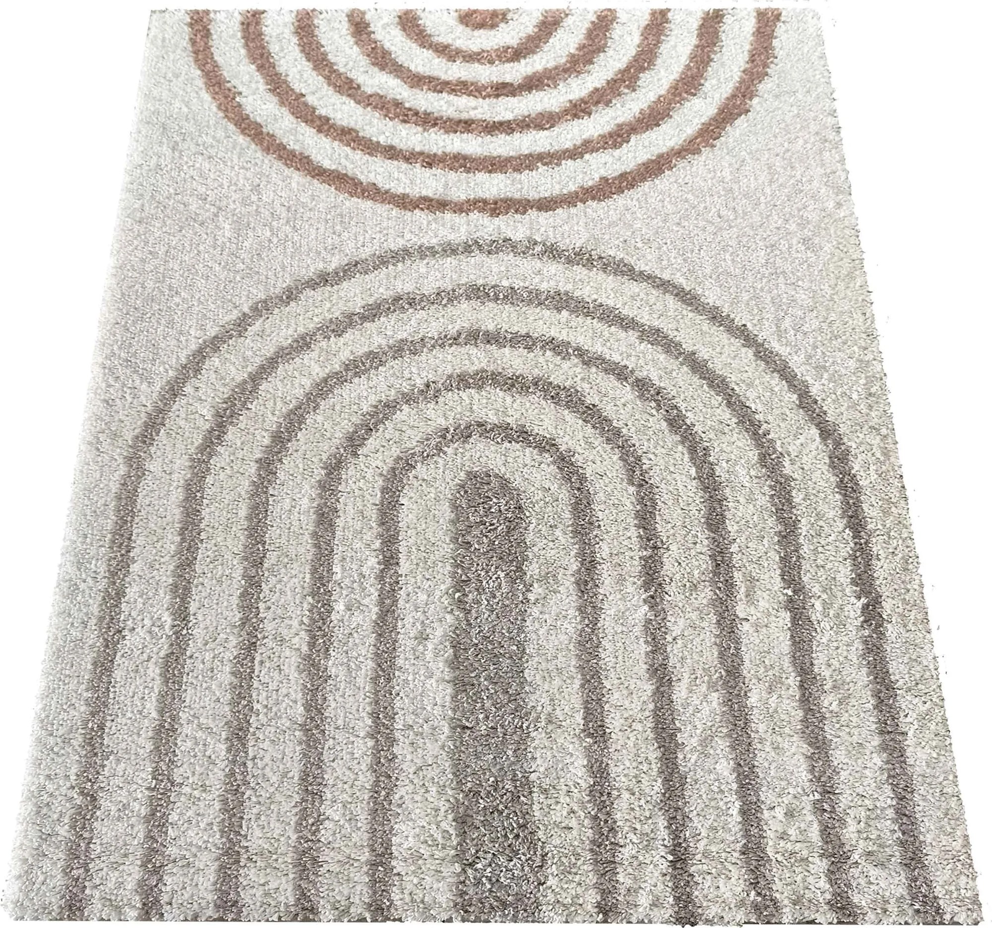 DY Moderný béžový shaggy koberec s geometrickým vzorom Santo 03 Rozmer: 160x230 cm