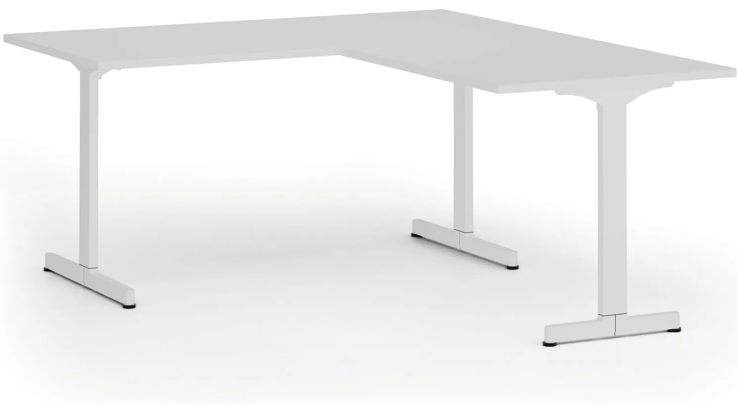 Kancelársky stôl PRIMO BETA L, 160x180 cm, biela podnož, biela