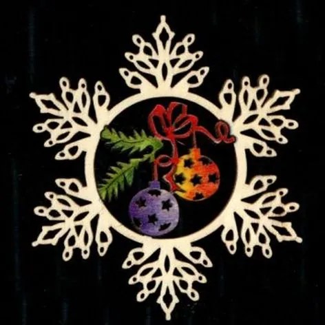 AMADEA Drevená vločka farebná s guľami 9 cm