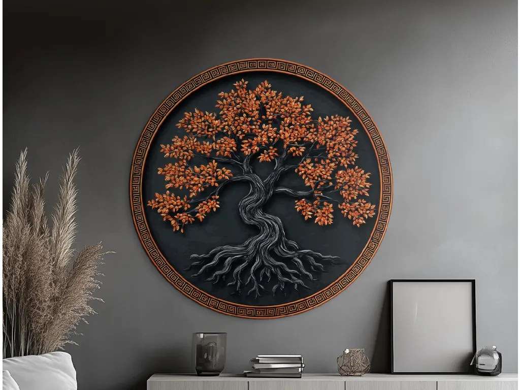 drevko | Okrúhly Strom života Plameň 45 x 45 cm